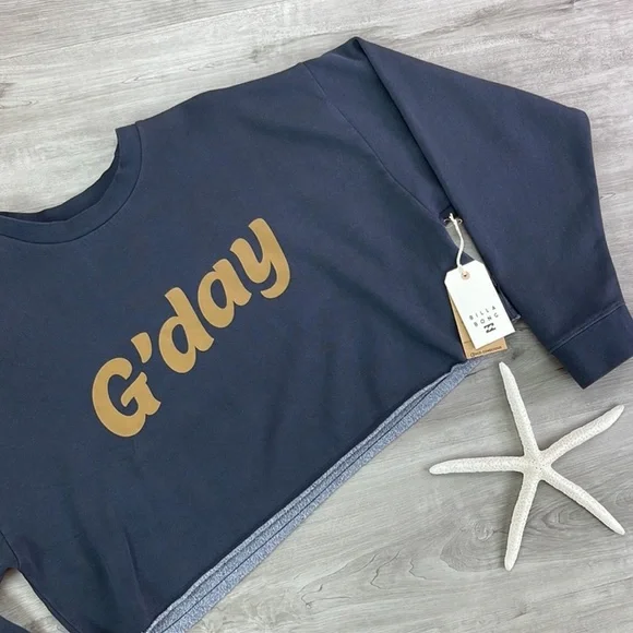 🔆BILLABONG🔆 Hey Gday Cropped Crewneck Sweatshirt - Picture 7 of 12